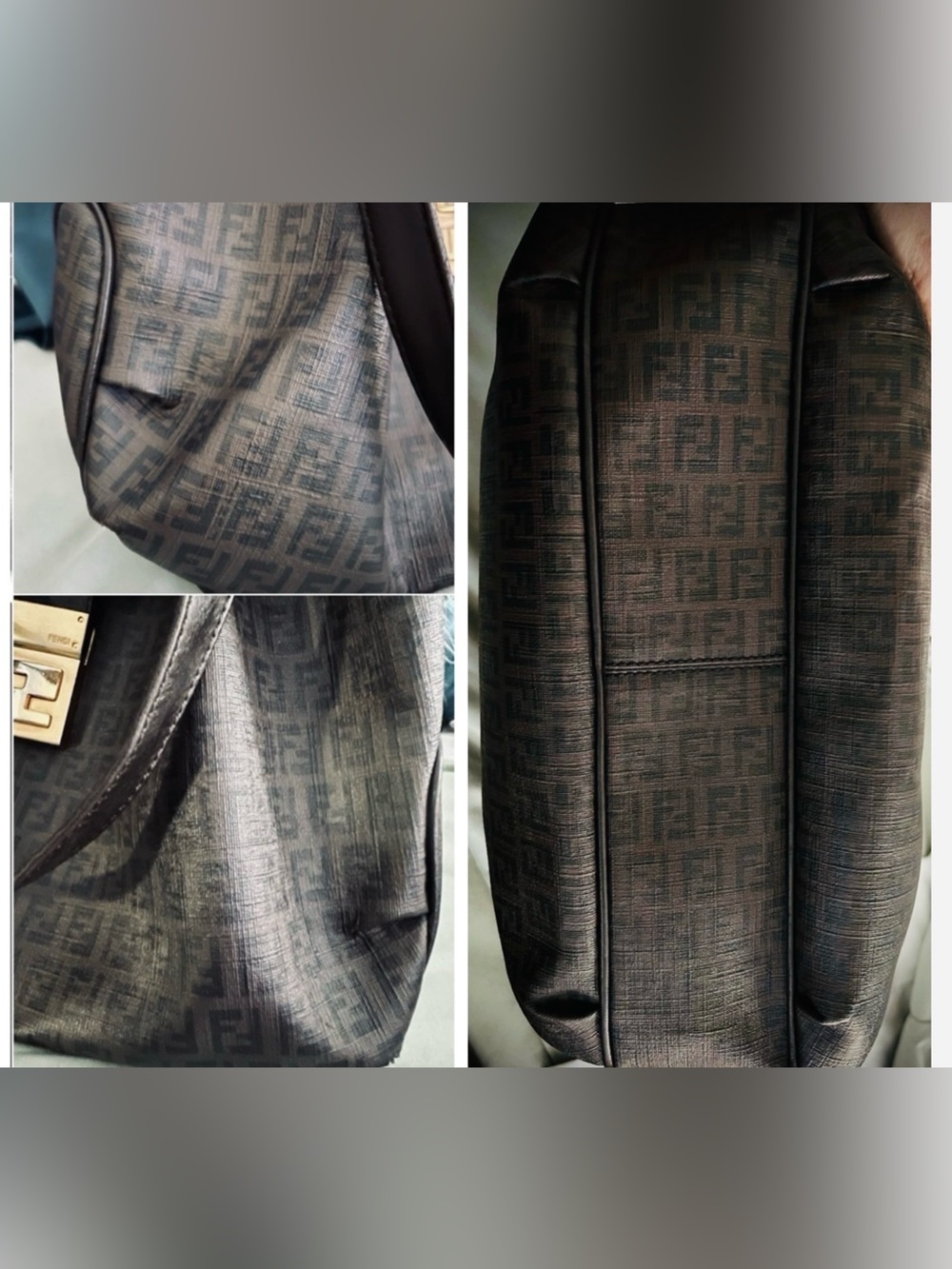 Fendi Dark Brown Zucchino Chiusura Monogram Tote Satchel /VG Shape 👀 Pics - Picture 11 of 16